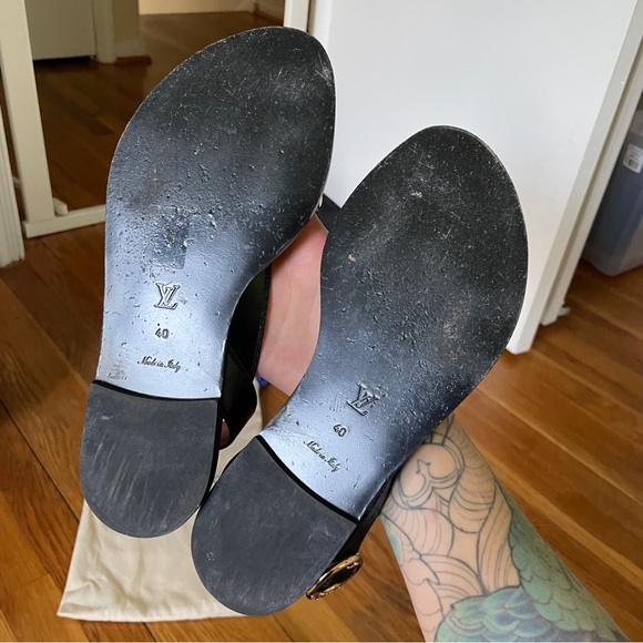Authentic Louis Vuitton Passenger Flat Sandals - Black Size 40 - Picture 8 of 13